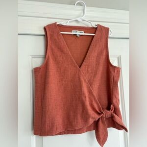 Madewell Textured Wrap Tie Front Tank in Rust Summer